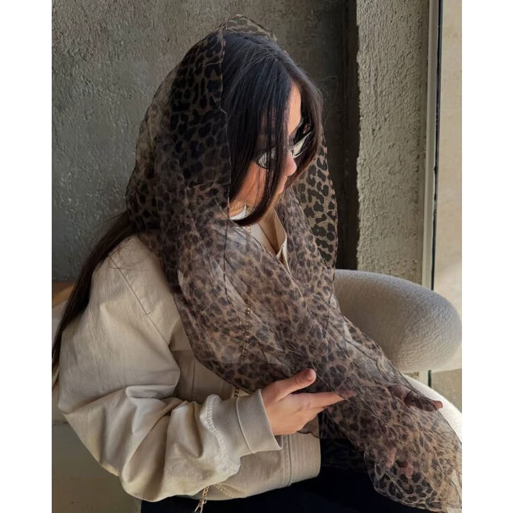 شال توری پلنگی نوار دوزی شده کد 88066/11