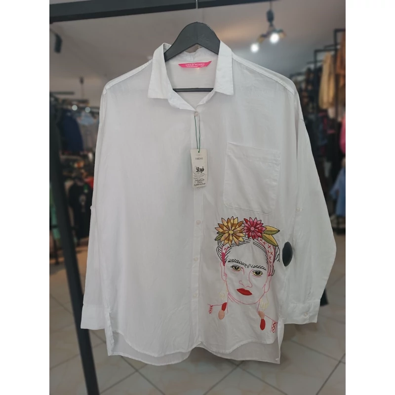 شومیز زنانه سفید طرحدار سایز (38 تا 44) کد83079