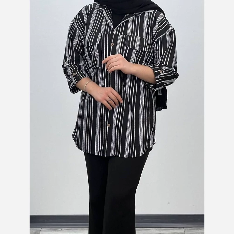 شومیز مانتویی زنبوری زنانه سایز (38 تا 46) کد831173