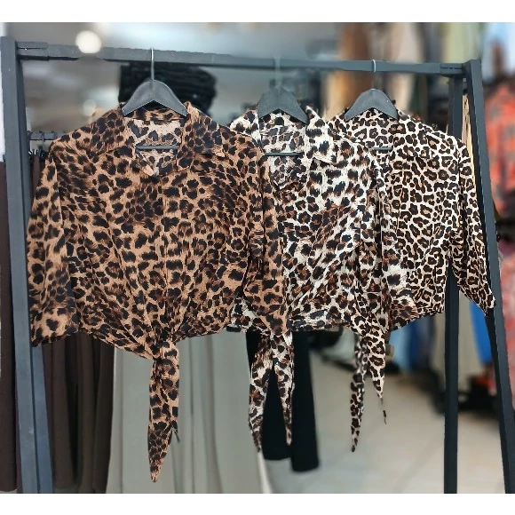 شومیز زنانه جلو گره ای پلنگی سایز( 38 تا 46) کد 831220