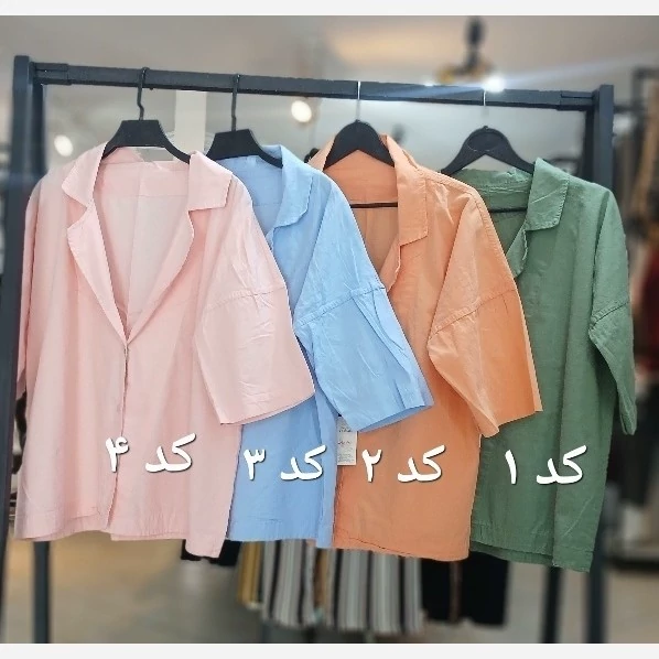 شومیز مانتویی زنانه لنین یقه انگلیسی سایز (38 تا 48) کد 831161
