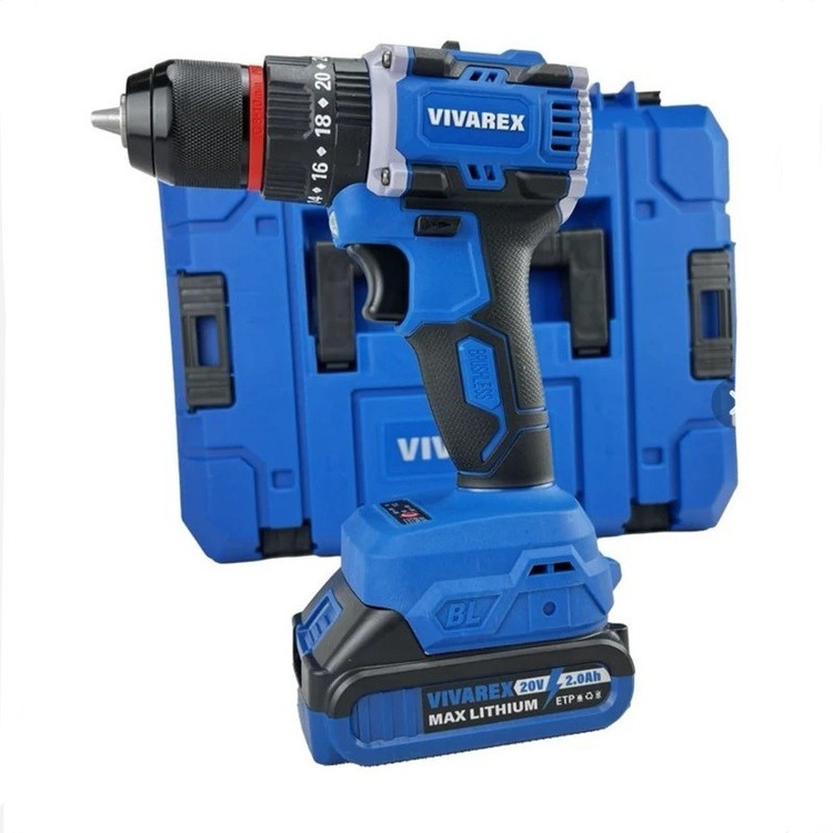 دریل پیچ گوشتی شارژی و پیچ بند ترکمتردار براشلس VR2010V-2B دوباطری 20 ولت ویوارکس (ارسال رایگان ابزار حسین)