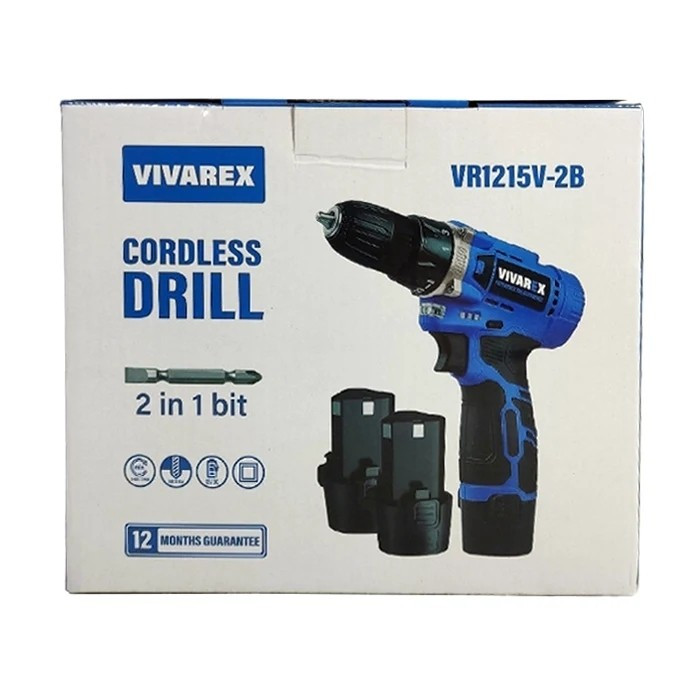 دریل پیچ گوشتی شارژی و پیچ بند ترکمتردار VR1215V-2B دوباطری 12 ولت ویوارکس (ارسال رایگان ابزار حسین)