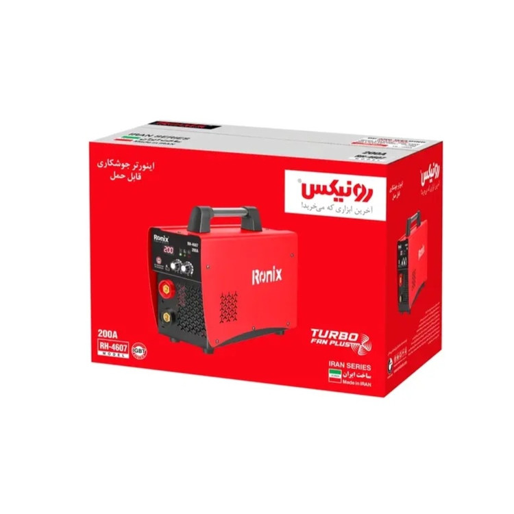 دستگاه جوش اینورتر 200 آمپر ایرانی 4607 رونیکس همراه با کابل و انبر جوش و 40 ماه گارانتی ronix (ارسال رایگان)