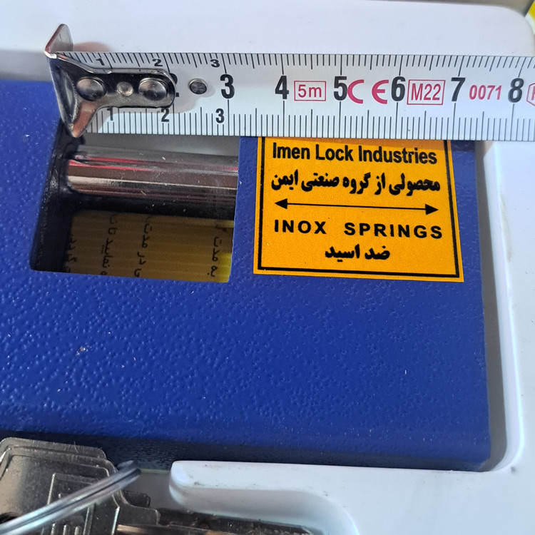 قفل کتابی ایمن سایز 90 ضد برش و ضد اسید 4 کلید کامپیوتری با گارد (ارسال از ابزار حسین)