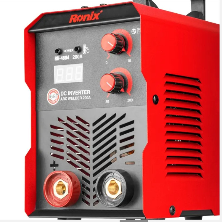 دستگاه جوش اینورتر 200 آمپر چینی 4604 رونیکس همراه با کابل و انبر جوش و 40 ماه گارانتی ronix (ارسال رایگان ابزار حسین)