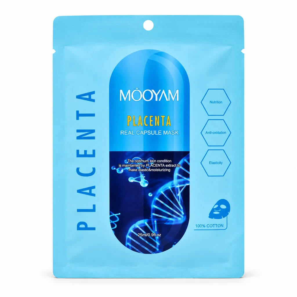 ماسک ورقه ای (پلاسنتا) مویام (MOOYAM) | حجم 25 میلیلیتر ضدپیری و احیاکننده قوی پوست صورت
