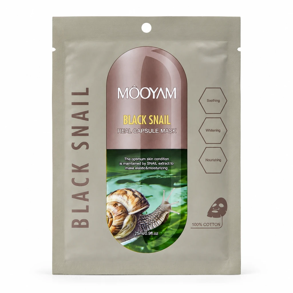 ماسک ورقه ای مویام (MOOYAM) | حجم 25 میلیلیتر ترمیم کننده و روشن کننده پوست حلزون سیاه