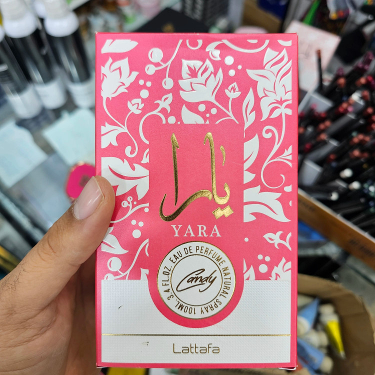 ادکلن یارا کندی شرکت لطافه اورجینال به ضمانت ماندگاری بالای 24 ساعت و پخش بو عالی حجم 100 میل