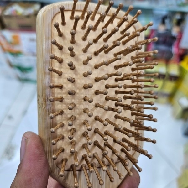 برس چوبی بامبو اورجینال مدل مربع سر گرد کاهش ریزش مو کاهش شکستگی مو ضد الکتریسیته