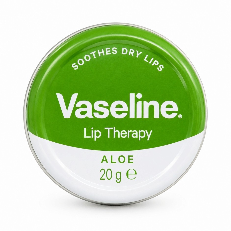 بالم لب وازلین فلزی اورجینال لهستانی (Vaseline) مدل آلوئه ورا (Aloe Vera) - وزن 20 گرم درمان خشکی لب و ترک لب
