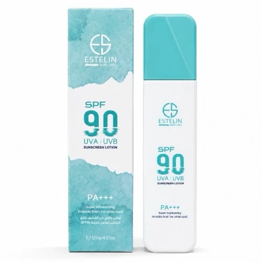 لوسیون ضد آفتاب سبز استلین اورجینال حجم 120 گرمی spf90 آبرسانی 8 ساعته محافظت قدرتمند و طولانی مدت کوچک کردن منافذ باز