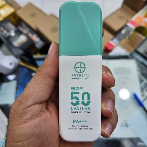 لوسیون ضد آفتاب استلین سبز حجم 75 گرمی spf50 آبرسان 8 ساعته حاوی گلوتاتیون و نیاسینامید و هیالورونیک
