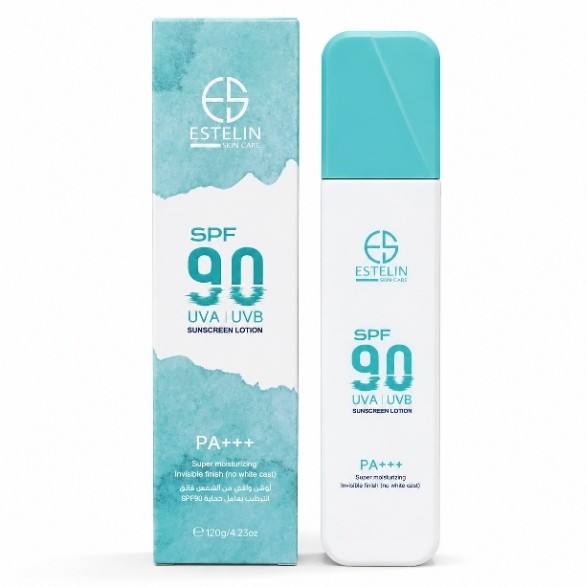لوسیون ضد آفتاب سبز استلین اورجینال حجم 120 گرمی spf90 آبرسانی 8 ساعته محافظت قدرتمند و طولانی مدت کوچک کردن منافذ باز