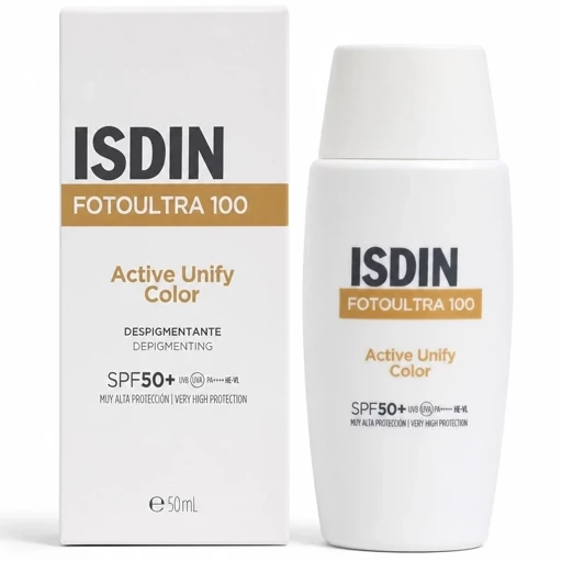 ضد آفتاب ایزدین رنگی اکتیو یونیفای اورجینال به ضمانت ISDIN FotoUltra 100 Active Unify Color SPF50+، مناسب درمان لک ملاسم
