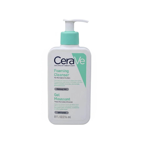 فوم شستشو صورت پوست نرمال تا چرب سراوی CeraVe Foaming Cleanser حجم 236 میلی لیتر