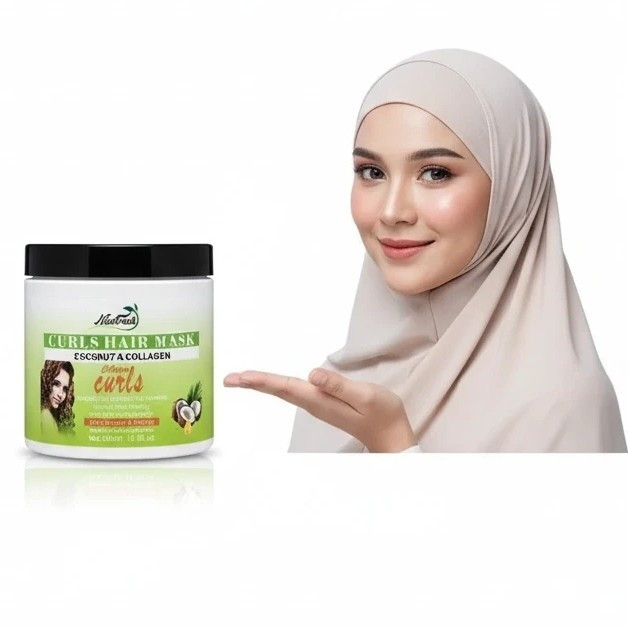 ماسک مو داخل حمام نایس فرش ایتالیایی مخصوص موهای فر حجم 500 میل رایحه کوکنات کلاژن بدون سولفات و بدون پارابن