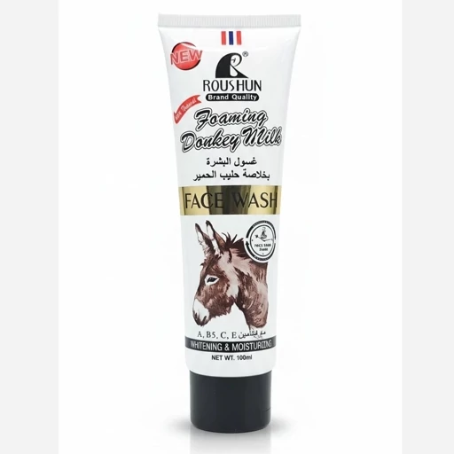 فوم شستشوی صورت شیر الاغ روشان روشن کننده ویتامینه قدرت پاک کننده بالا و ضد جوش و لک 100ML