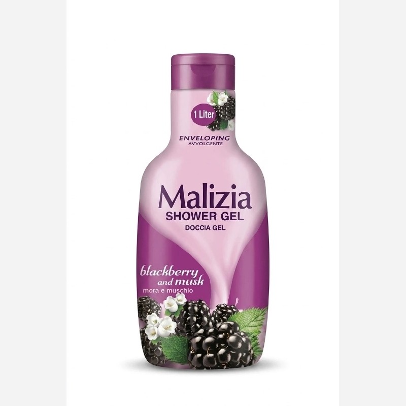 شامپو بدن مالیزیا اورجینال (Malizia) رایحه توت سیاه و مشک (Blackberry and Musk) حجم 1000 میل ساخت ایتالیا