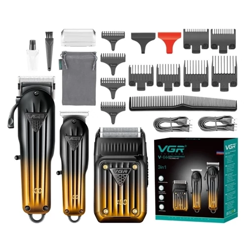 ست ماشین حرفه ای وی جی آر اصلاح سر و صورت و بدن 3 عددی وی جی آر مدل V-644