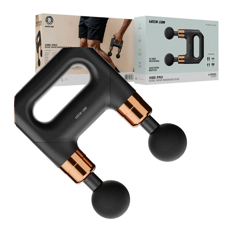 ماساژور دو سر گرین لاین Green Lion Vibe pro Dual head massage gun GNVDUMSGUNBK