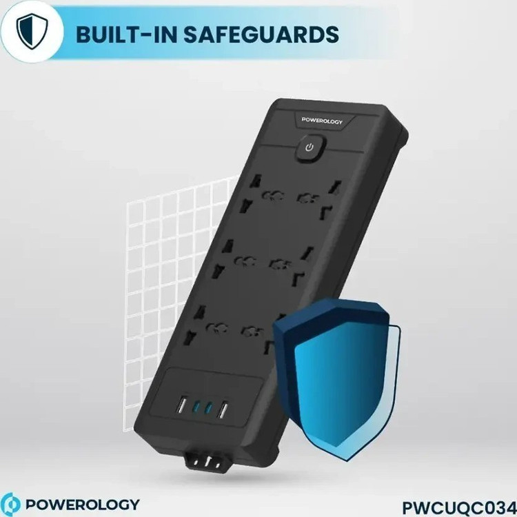 چندراهی برق پاورولوژی مدل PWCUQC034 ظرفیت 2500 وات با 6 پریز