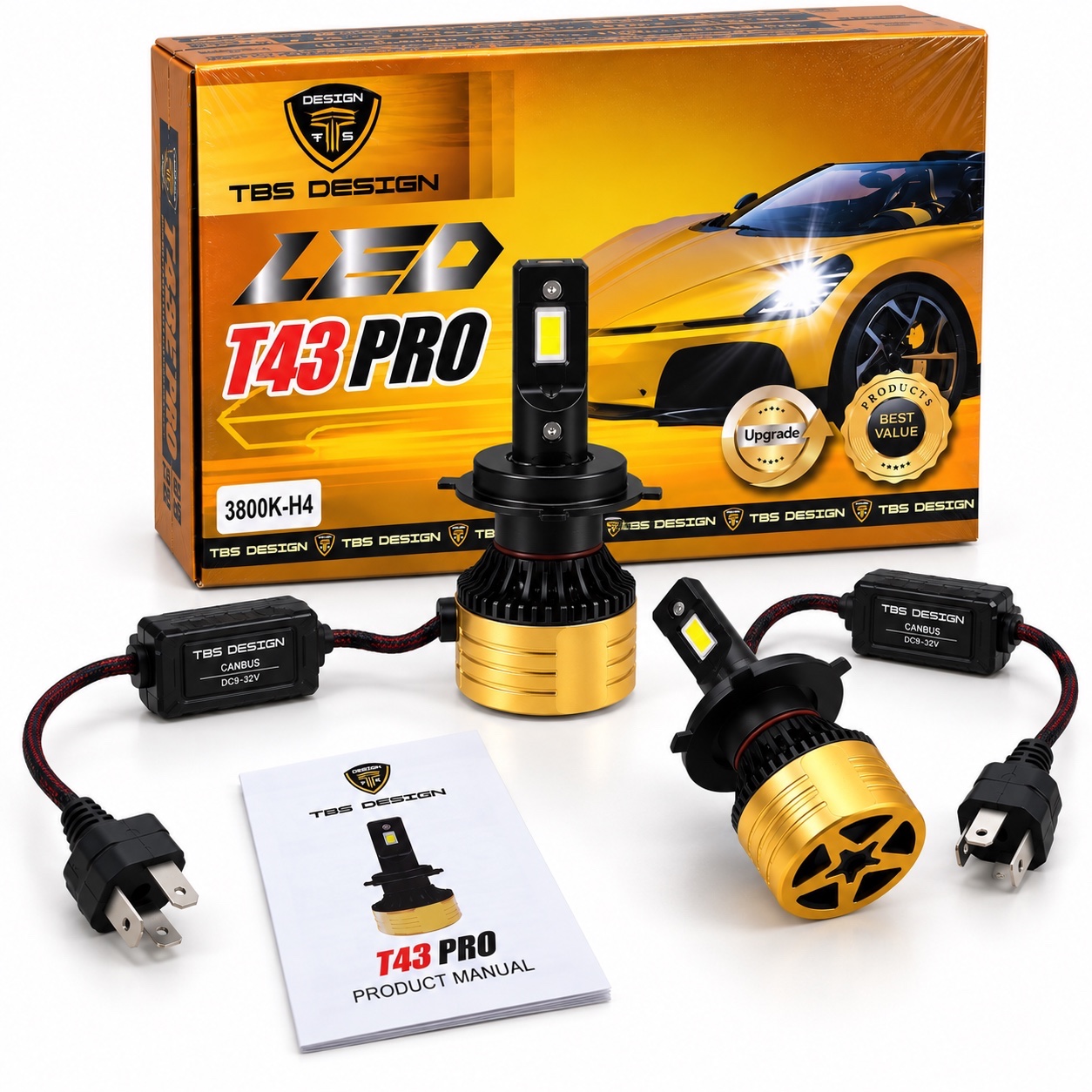هدلایت توبیز T43 PRO پایه H4 نور بالا سفید یخی نور پایین زرد فابریکی و نچرال