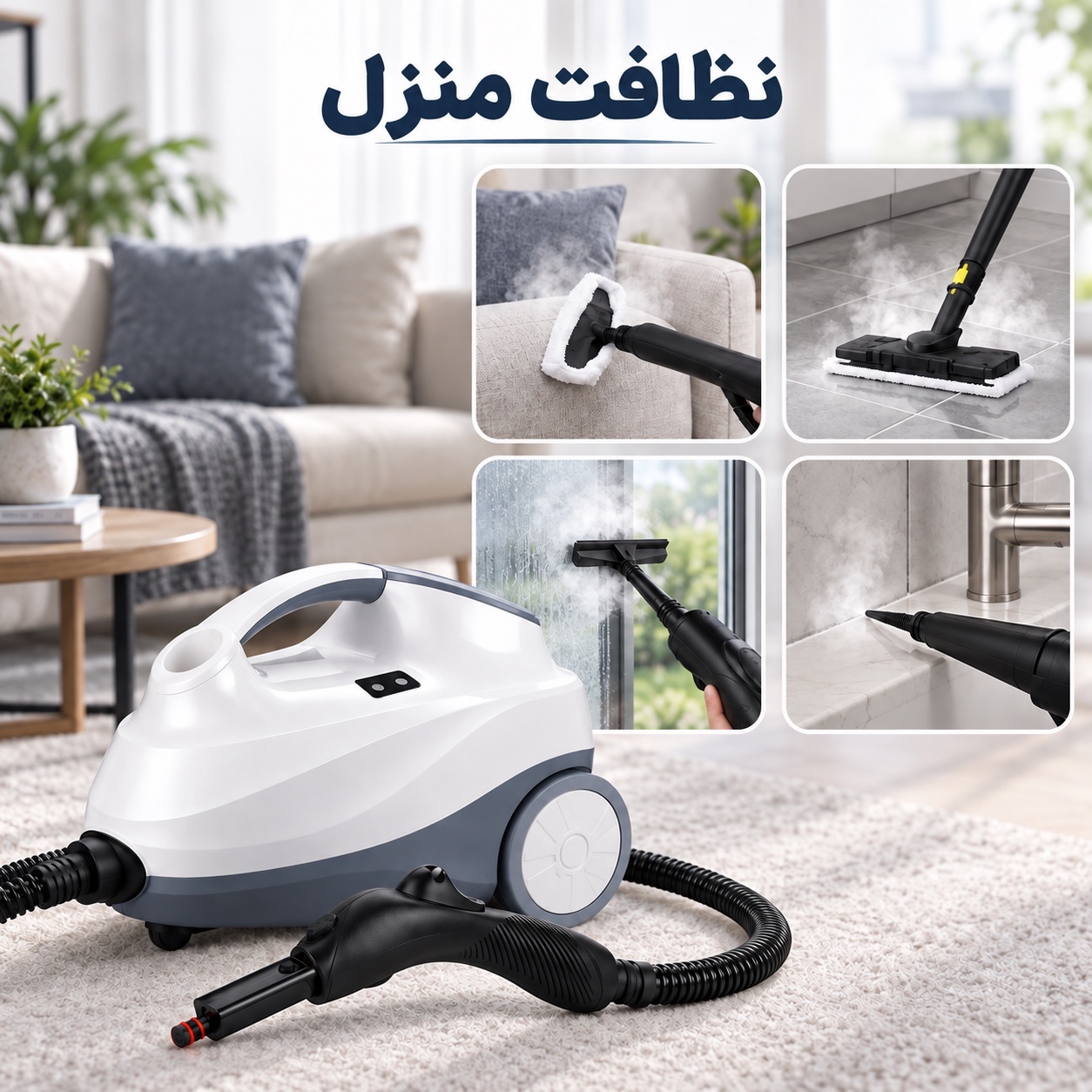 بخارشوی 3000 وات OG مدل OG-1002SC فشار 4 بار، مخزن 2 لیتری و 14 سری کاربردی