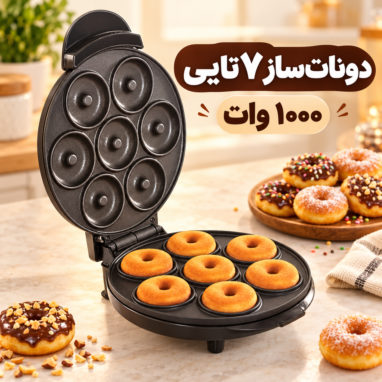 مینی دونات ساز برقی 7 عددی مدل JP-555 دونات خانگی سریع و آسان