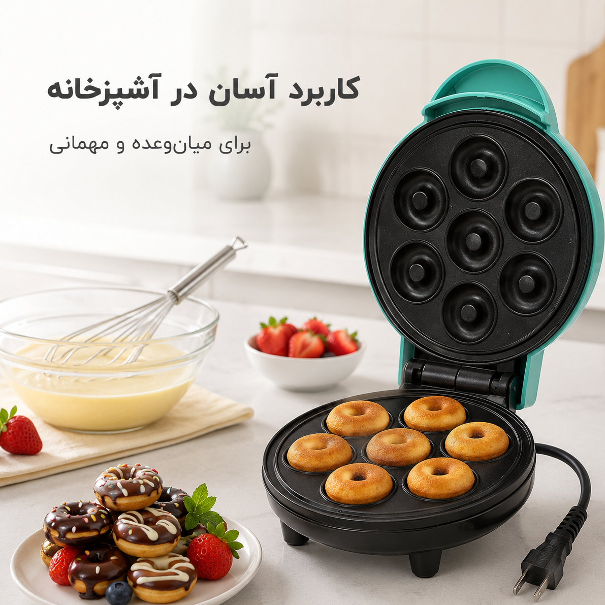 مینی دونات ساز برقی 7 عددی مدل JP-555 دونات خانگی سریع و آسان