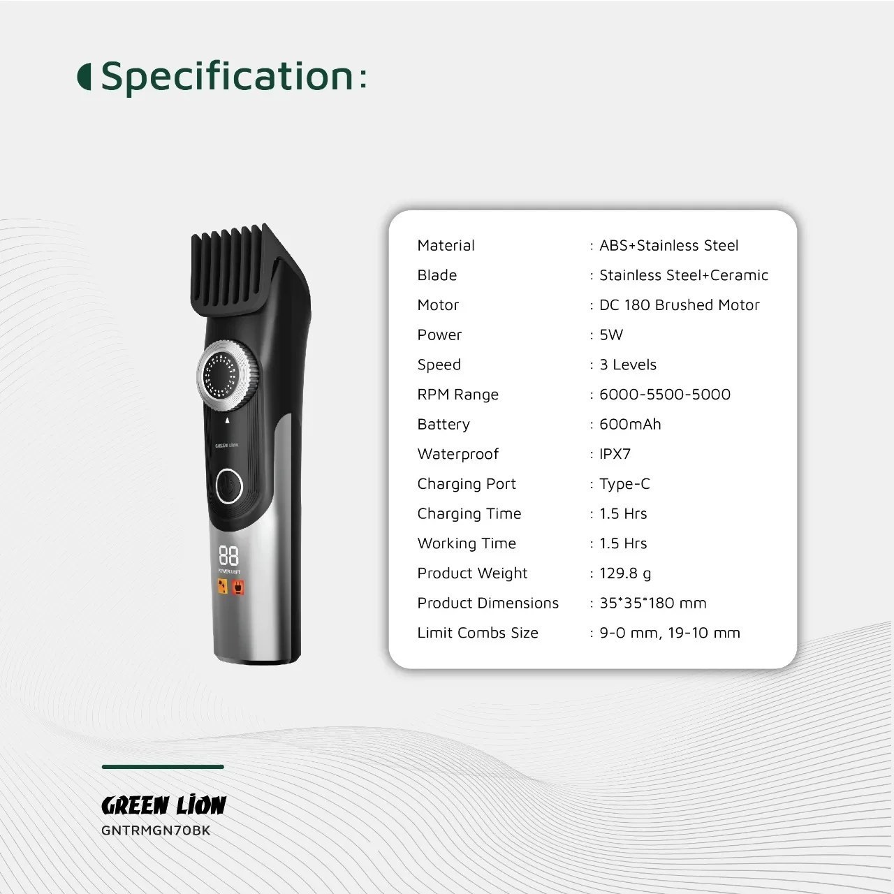 ماشین اصلاح موی بدن ، سر و صورت گرین لاین Green Lion Trim Gen 70 Body Hair Trimmer