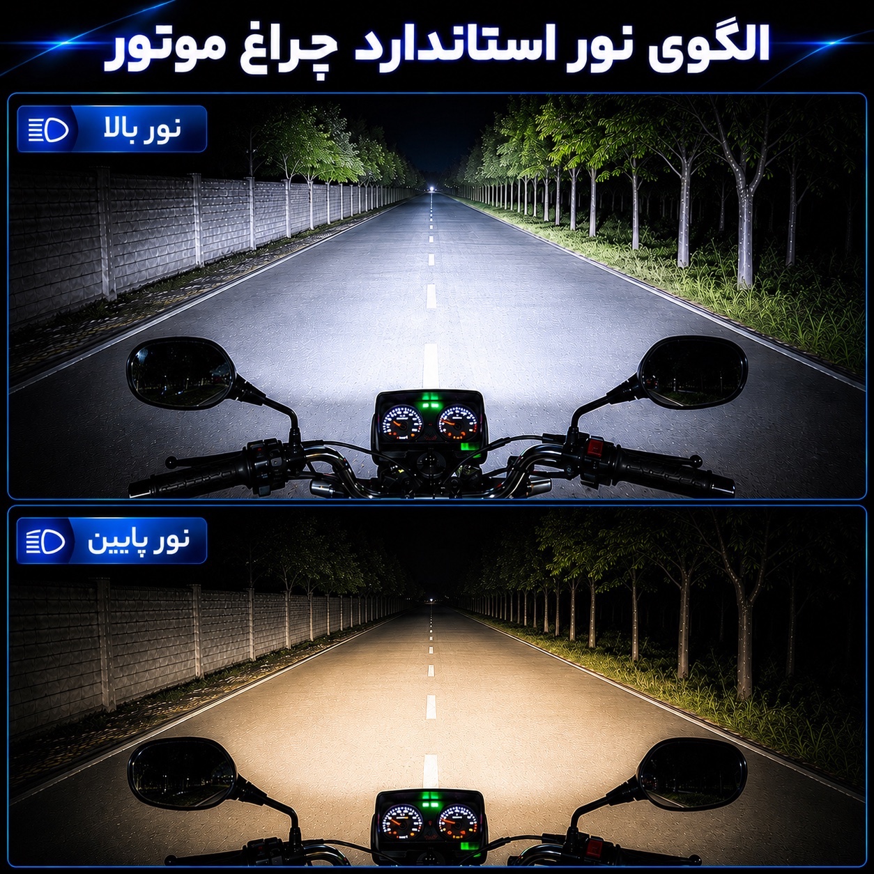 هدلایت موتور سیکلت دو رنگ 3S PRO پایه H4 با گارانتی ( تک عددی )